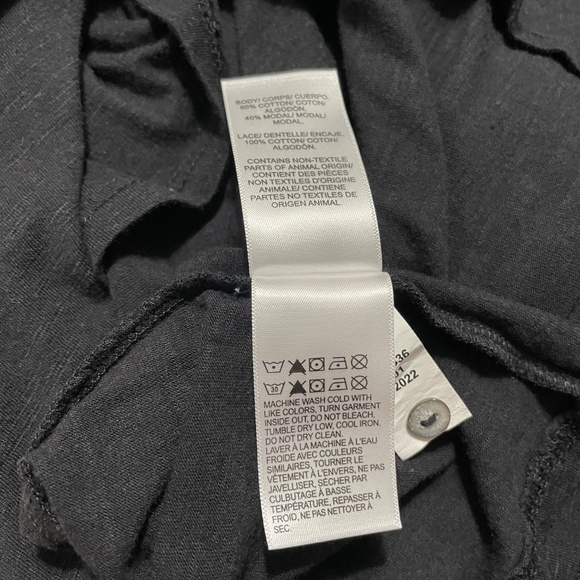 Lucky Brand Black Lace Long Sleeve Peasant Top - Picture 8 of 13